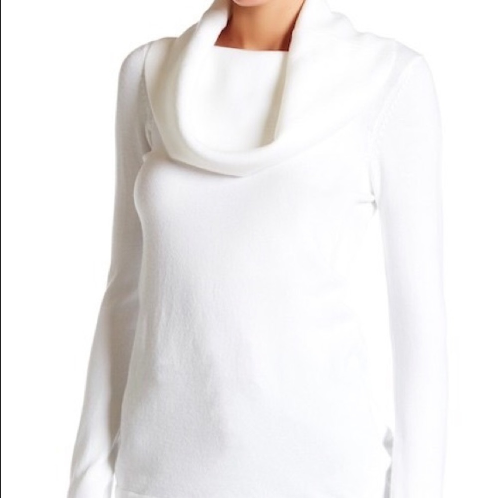 White cowl neck sweater